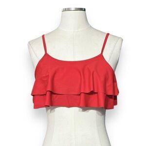 SHEKINI Girls Double Ruffle Bikini Top with Adjustable Shoulder Straps